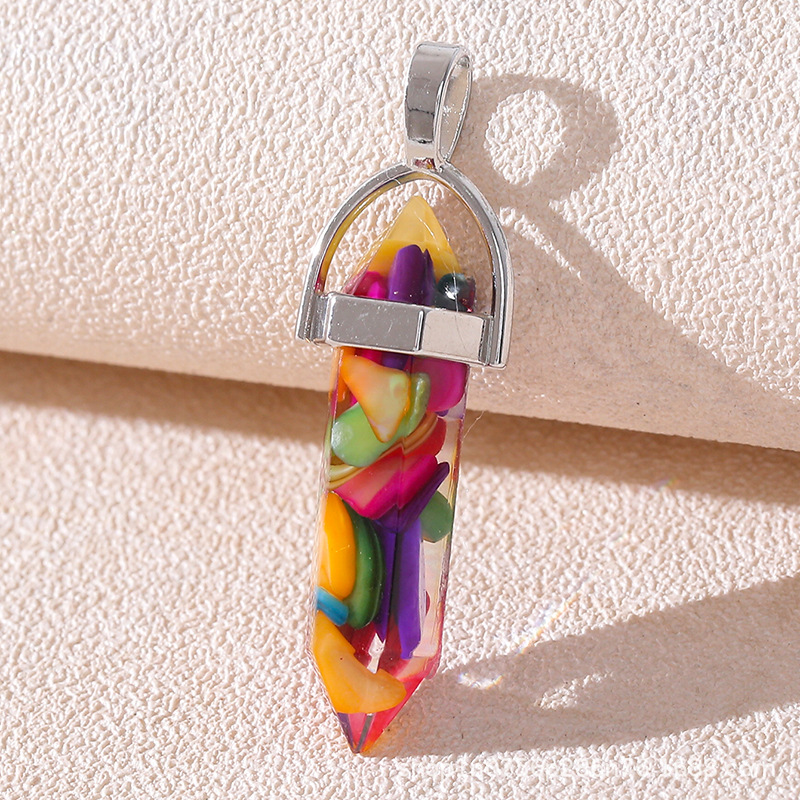 Venta caliente transfronteriza piedra natural amatista cristal rosa colgante de columna hexagonal collar de bala de doble punta colgante único al por mayor