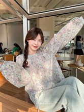 复古设计感小众碎花防晒衬衫女夏季2025新款休闲宽松显瘦法式上衣
