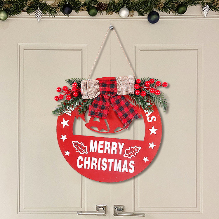 Nueva Navidad hueco decoración de madera colgante redondo artesanías de madera alce campana decoraciones del árbol de Navidad