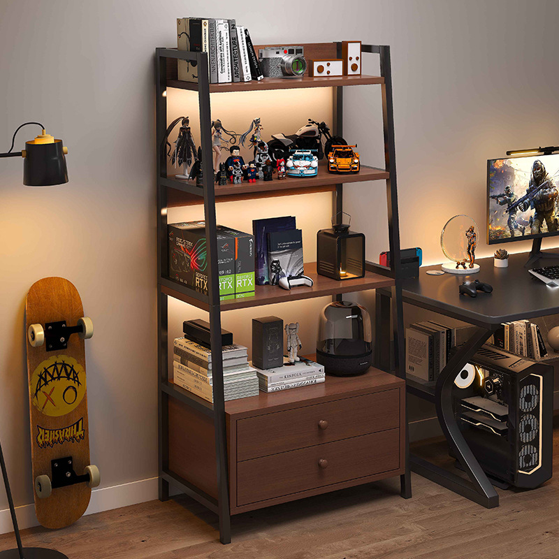 Gaming room shelf, floor-standing bookshelf living room bedroom figure display cabinet iron storage rack home use student bookshelf
