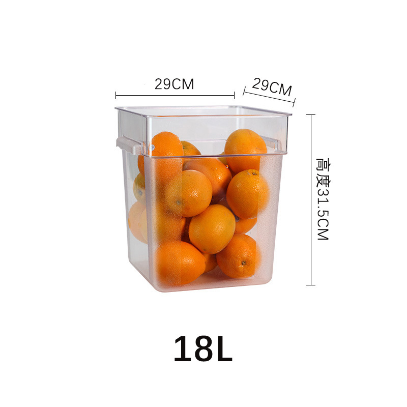 Espesado PC Cubo de almacenamiento de plástico transparente cocina redonda cuadrada sellada a prueba de humedad fresco-mantenimiento Cubo de almacenamiento con tapa para uso comercial