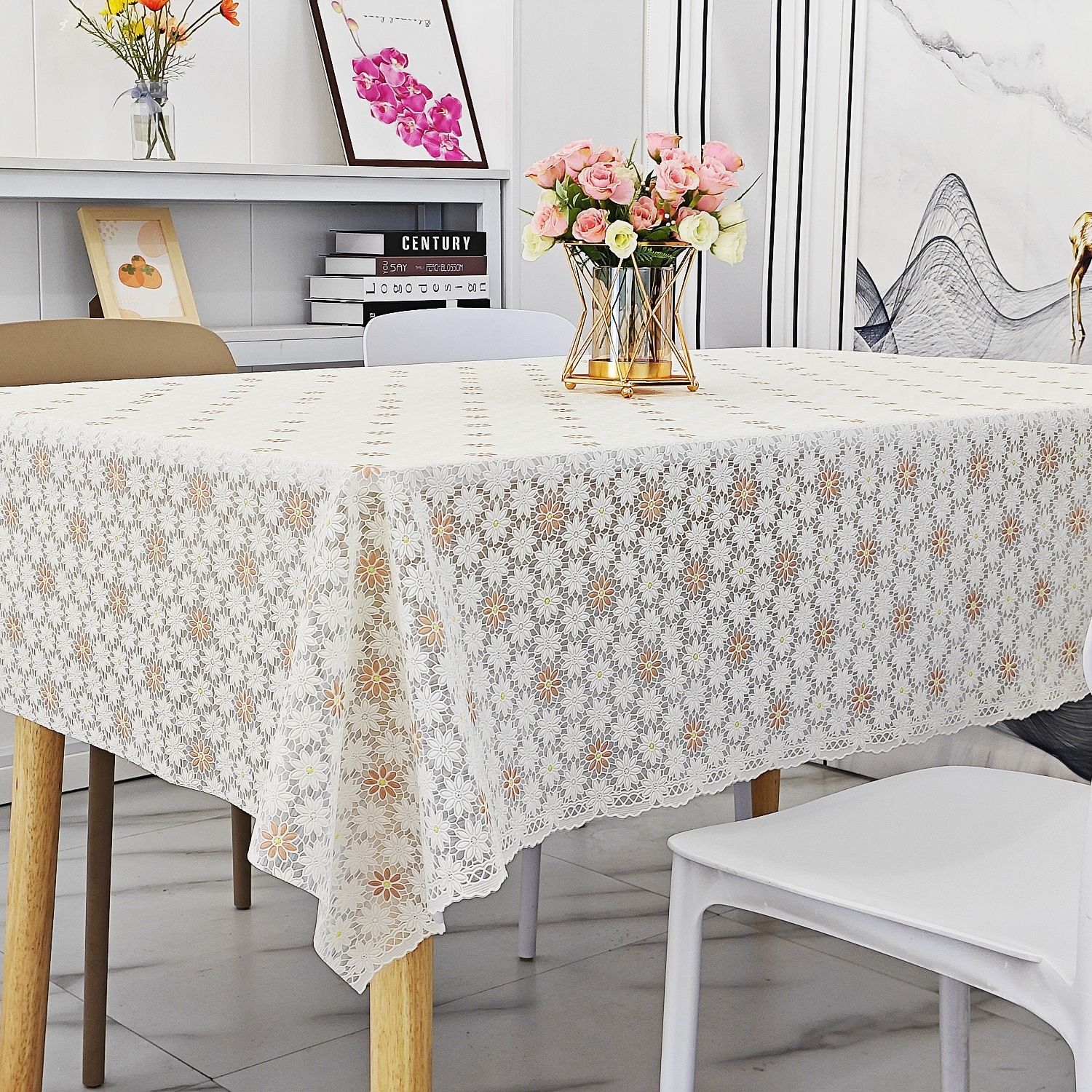 Pvc Tablecloth Waterproof Wipeable Tablecloth Anti-Scalding No-Wash Dustproof Cloth Coffee Table Cloth Rectangular Desktop Thickeneded
