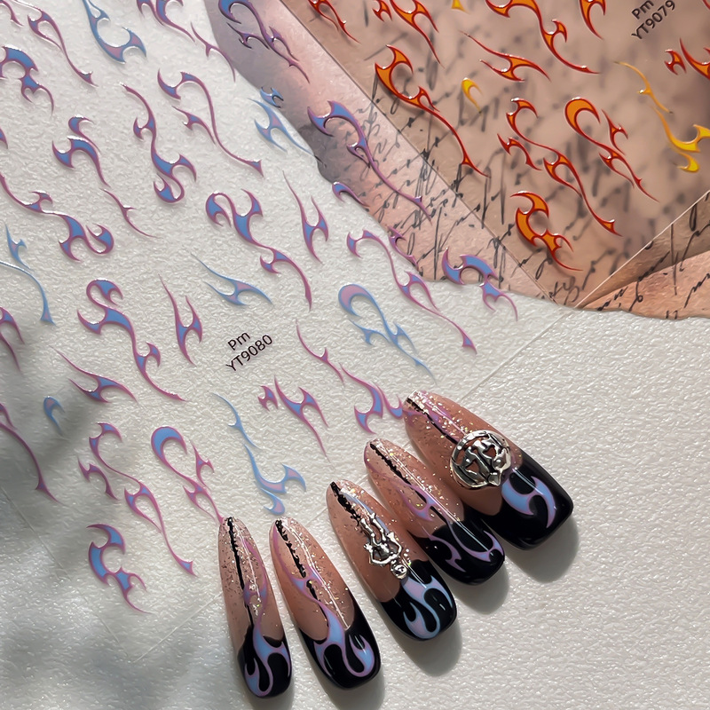Yitu 2026 Halloween Nail Stickers Gradient Flame Popular Cool Dark Style Nail Stickers YT9079 Yitu 2026 Halloween Nail Stickers Gradient Flame Popular Cool Dark Style Nail Stickers YT9079