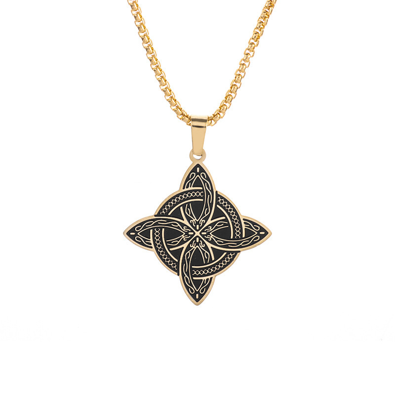 Protection Talisman Jewelry Men's New Vintage Viking Irish Celtic Knot Trendy Pendant Stainless Steel Slavic Amulet Necklace_voghion.com