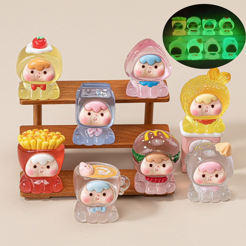 Glow-In-The-Dark Dessert Figurines Blind Box Cute DIY Accessories Small Pendants Keychains Dolls Desktop Decorations Glow-In-The-Dark Dessert Figurines Blind Box Cute DIY Accessories Small Pendants Keychains Dolls Desktop Decorations