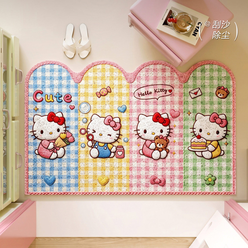 Dopamine Cat Entryway Doormat Cute Pink Checkered Entrance Mat, Cuttable, Non-Slip Silk Loop Home Carpet Dopamine Cat Entryway Doormat Cute Pink Checkered Entrance Mat, Cuttable, Non-Slip Silk Loop Home Carpet