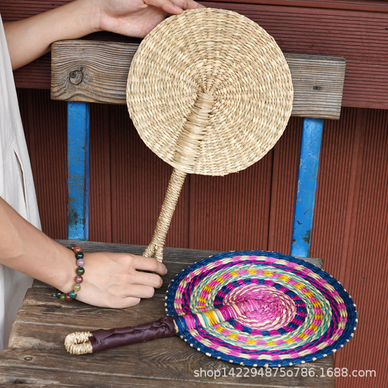 Vietnam Imported Handmade Woven Fan Seagrass Woven Fan Daily Instagram Style African Elements Wall Decoration Homestay Summer