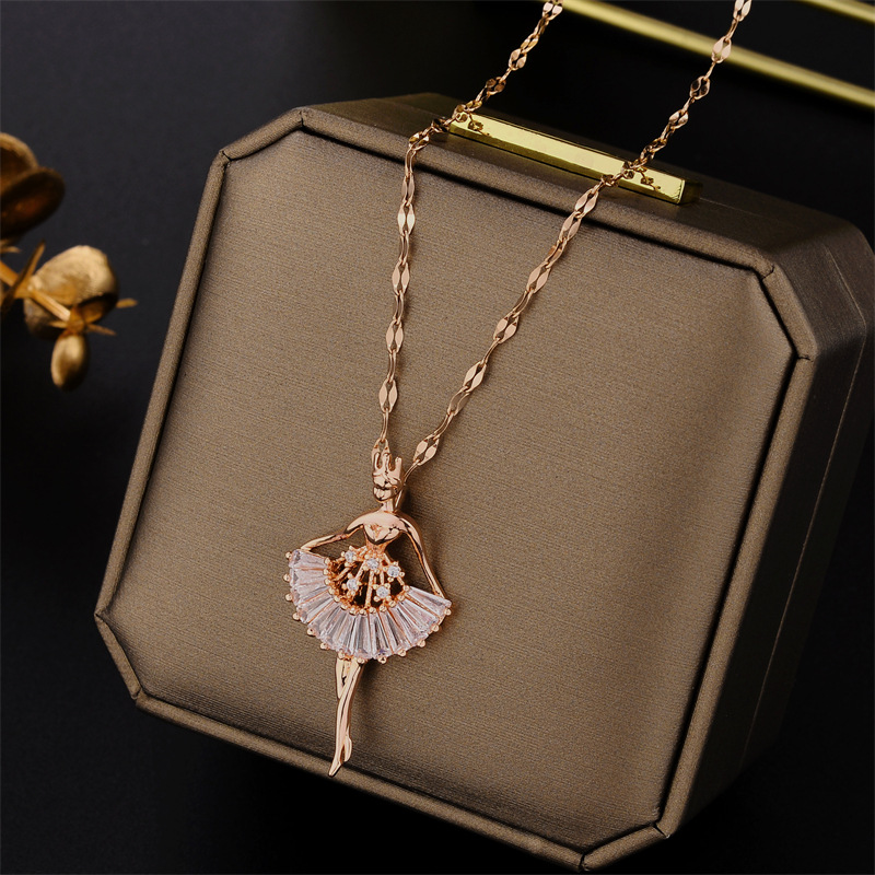 1 Piece Fashion Geometric Titanium Steel Plating Zircon Necklace_colorza_2