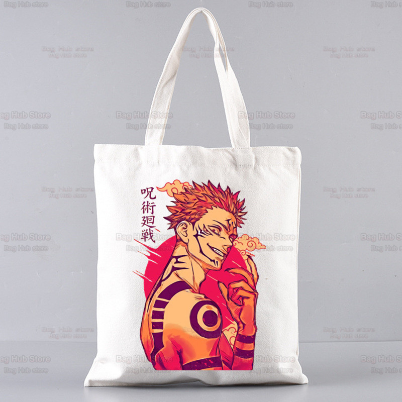 Jujutsu Kaisen Gojo Goku impresa bolsa de lona Harajuku bolso de hombro bolso de moda estudiante bolsa de compras