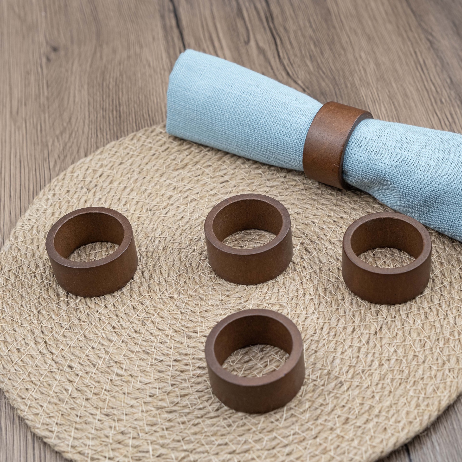 Cross-Border Simple Solid Color Wooden Napkin Rings Fashion Versatile Hotel Table Napkin Holders Restaurant Cloth Rings in Stock