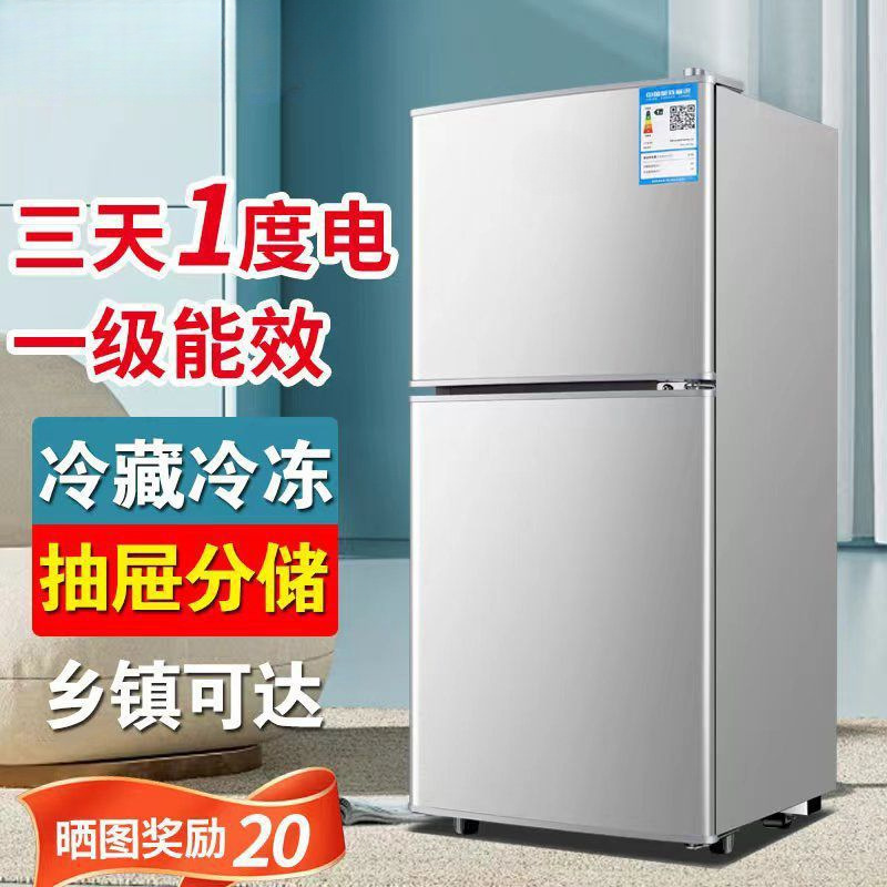 Small Apartment Refrigerator Household Small Rental Dormitory Student Single Two-Door Freezer Refrigerated Mini Refrigerator
