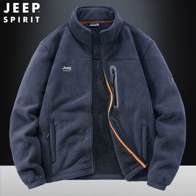 Утепленная куртка на флисовой подкладке, мужская повседневная флисовая одежда с воротником-стойкой, осенне-зимняя куртка с несколькими карманами, Мужская 8918AJP