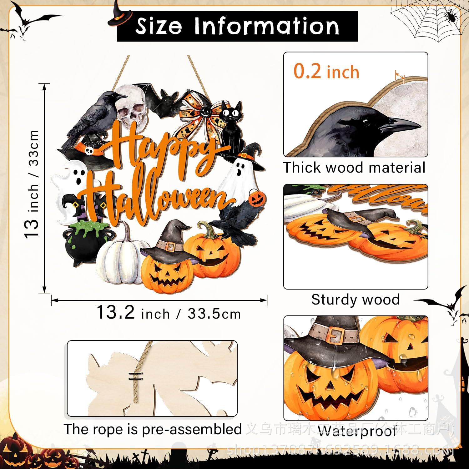 Nuevos productos transfronterizos de madera Halloween decoración de la atmósfera de la fiesta del hogar cabeza de ratón colgante decoración del patio vestíbulo