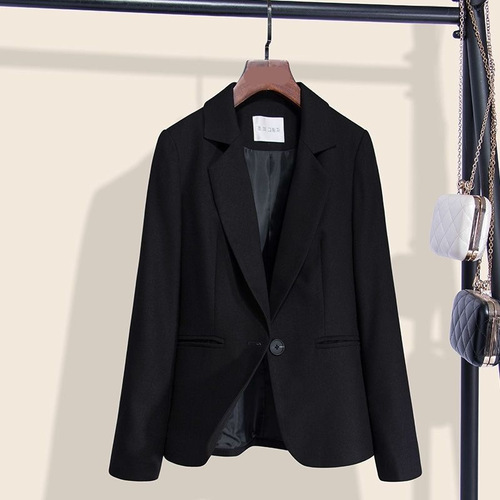 Short Women's Spring/ Autumn New Single-Button Professional Suit, Korean-Style Slim-Fit, Figure-Slimming Jacket for Petite and Short Statured Women—Trendy