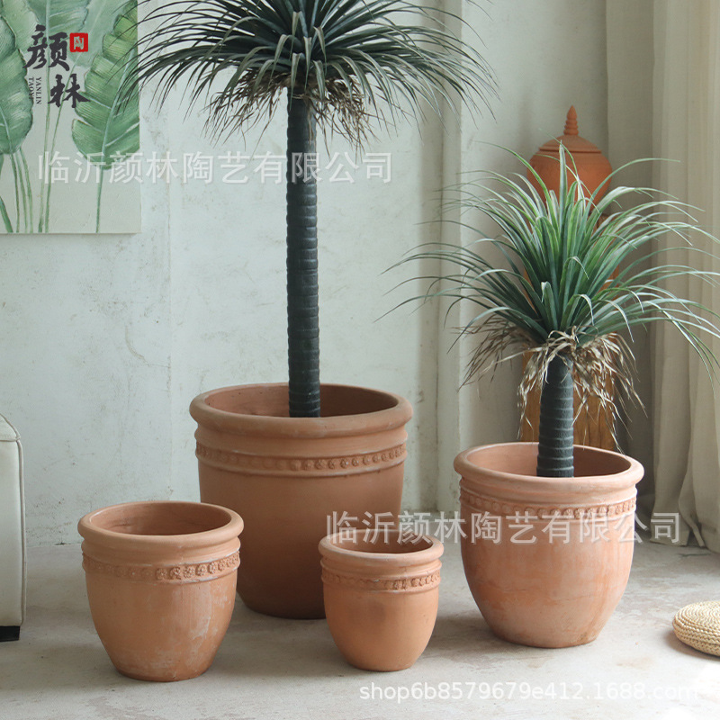 Gran calibre comercio exterior maceta de cerámica roja ventilada barro rojo cerámica gruesa estilo americano estilo pastoral viento balcón jardín maceta de combinación