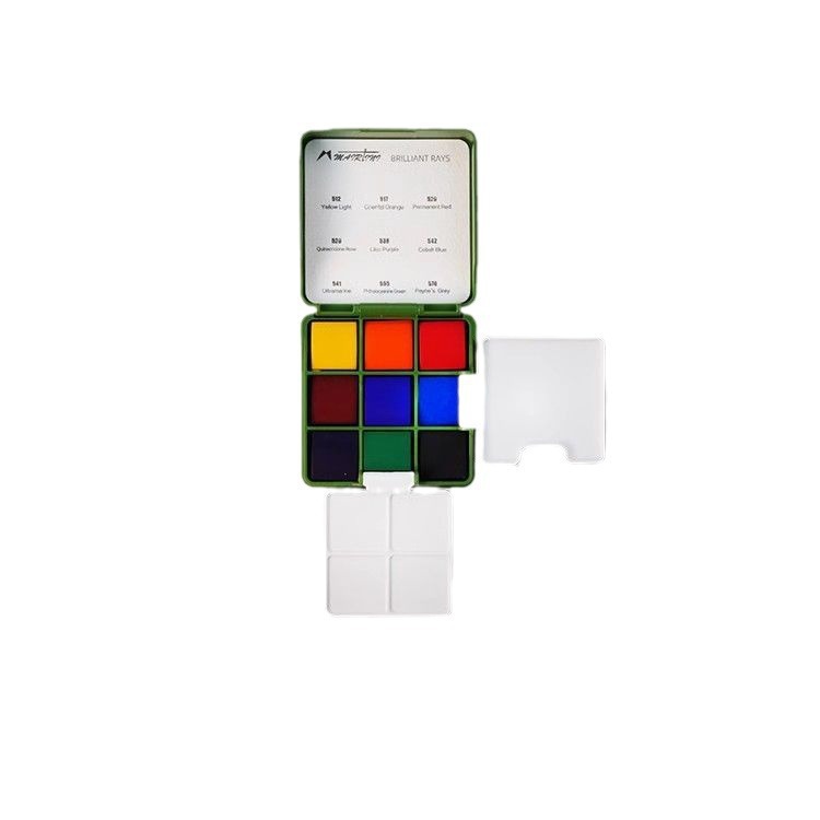 Martini nueva caja verde pequeña caja roja luz 9 colores viaje portátil conjunto de pigmentos de acuarela sólida