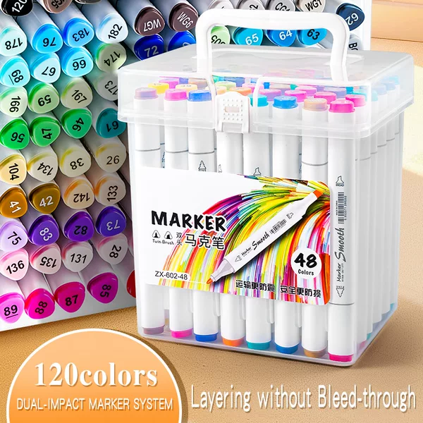 Double-Ended Marker Pen Set 48 Colors 80 Colors Oily Anime Double-Ended Marker Pen Full Set Colorful Marker Pen Wholesale