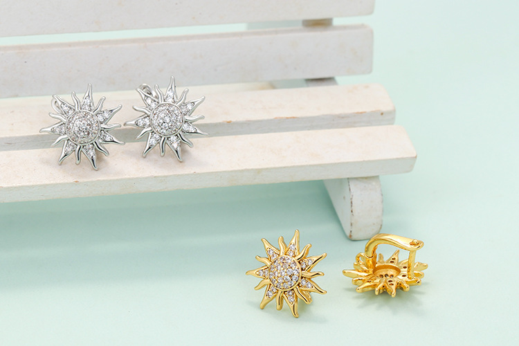 18K Real Gold Plated, Platinum Plated Plating Material Zircon Inlay Material Geometric Plating Metal Zircon Copper Earrings