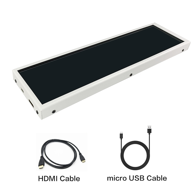 En stock pequeña pantalla táctil en forma de barra Pantalla auxiliar de control de temperatura de chasis de computadora de 8,8 pulgadas Pantalla HD IPS