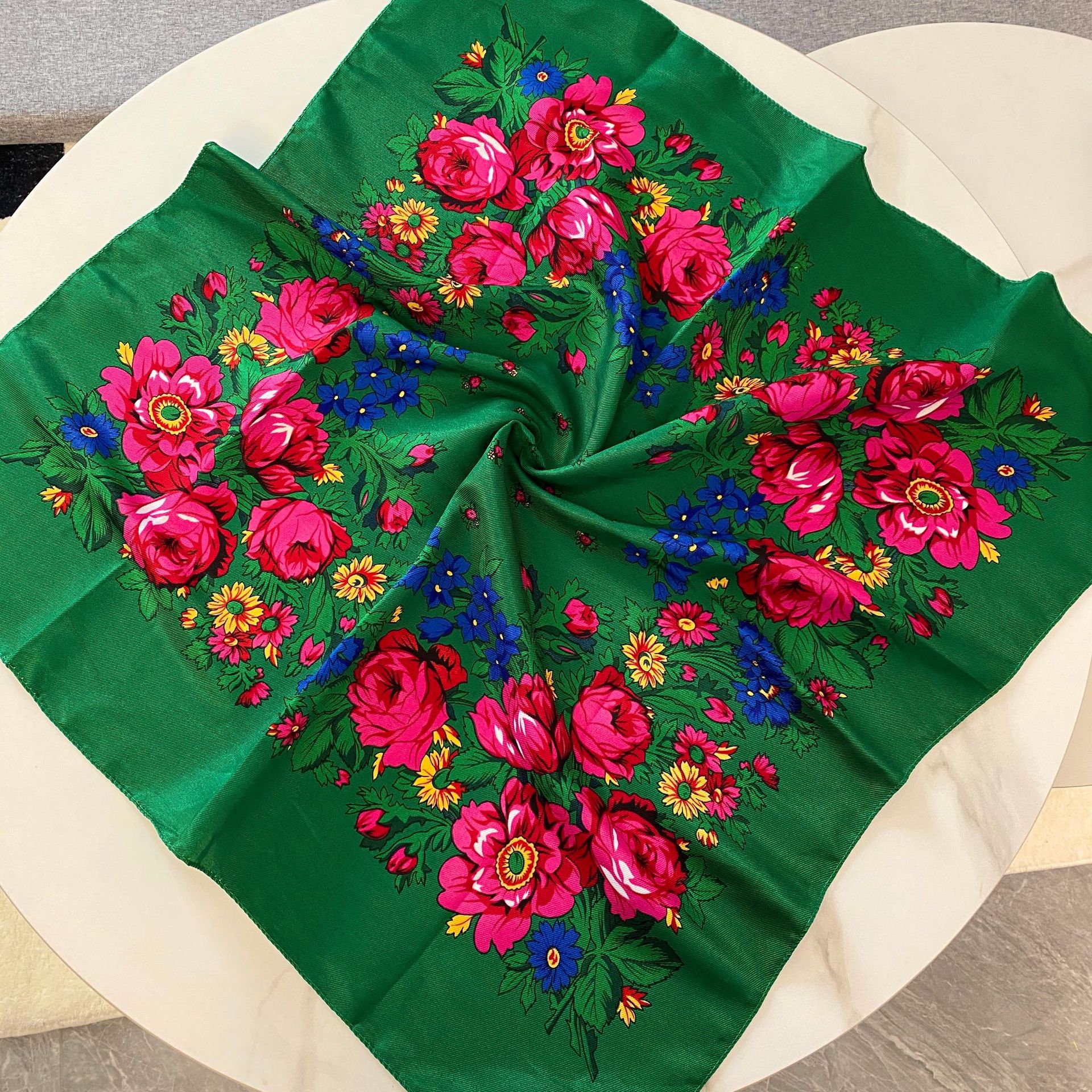 Women's Gender Printing Design Women's Retro Ethnic Style Bohemian Flower Artificial Cotton Printing Silk Scarf
