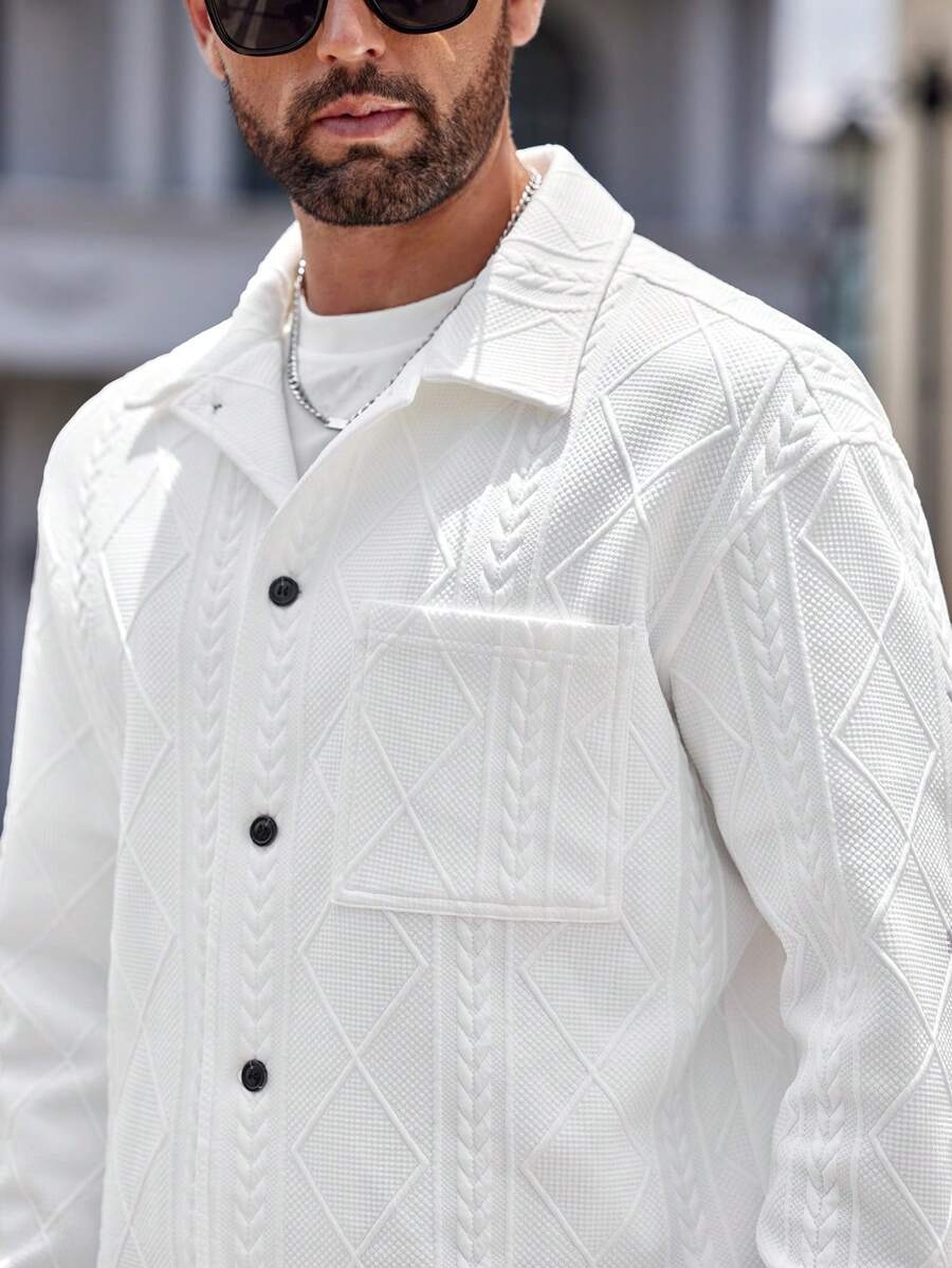 Herren Strickjacke Mit Jacquard Muster Und Stehkragen Für Herbst_voghion.com