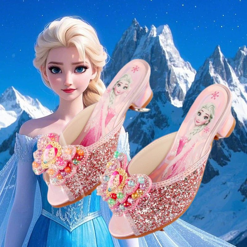 Детские туфли-лодочки на каблуке в наличии, Frozen, мультяшные, модные, милые, сандалии принцессы Эльзы, подарок для девочек