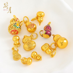 砂金のつや消しのつや消しのヒョウタンのペンダントの透かし彫りの福の字の祥雲の大吉のイタリアの小さい掛け物のアクセサリのDIY潮