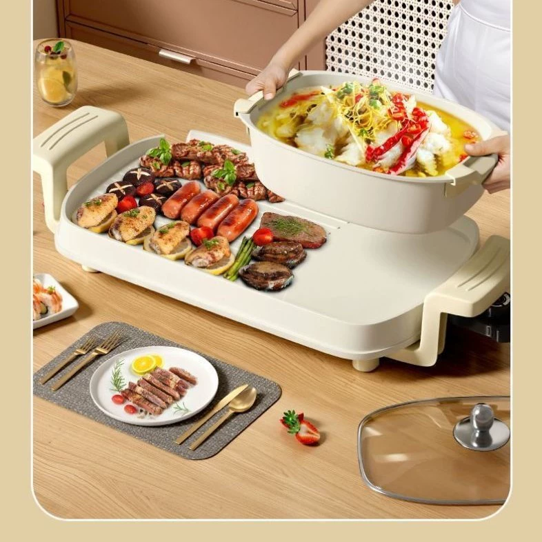 Комбинированный гриль и горячий горшок для домашнего использования, бездымный гриль для жарки, многофункциональная сковорода-гриль, решетка для гриля для барбекю.