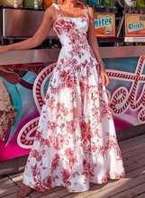 2022欧美外贸新款连衣裙ebay亚马逊性感无袖吊带印花时尚长裙