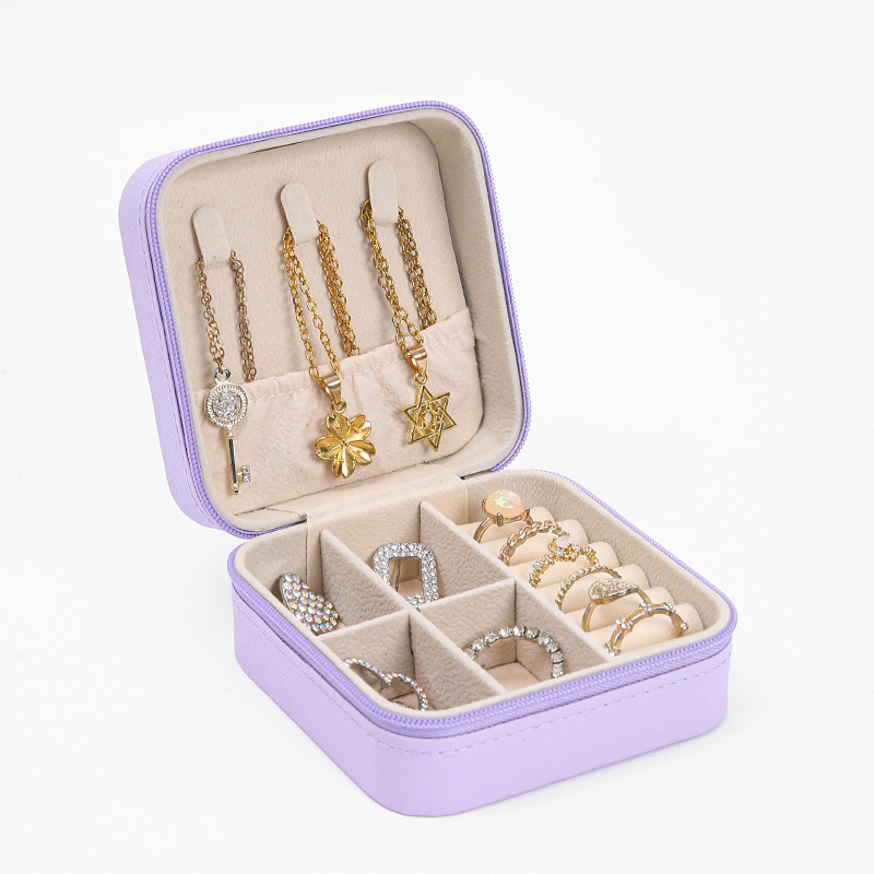 Caja de joyería de alta calidad simple, pendiente, collar, anillo, caja de almacenamiento al por mayor, caja de almacenamiento de joyería antioxidante portátil de doble capa