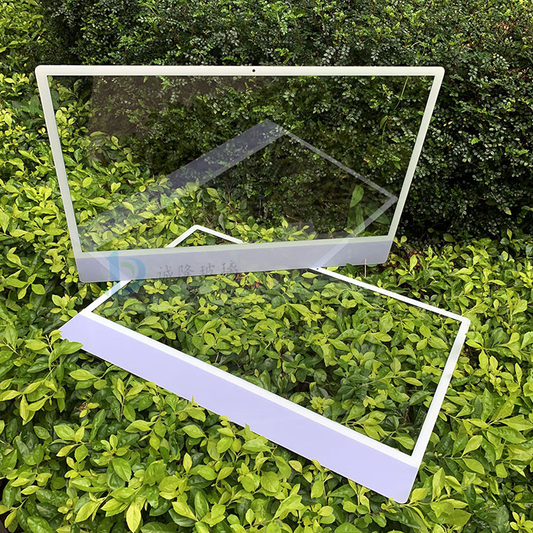 紫色+白色丝印 AR玻璃 24寸一体机电脑玻璃 减反射镀膜钢化玻璃