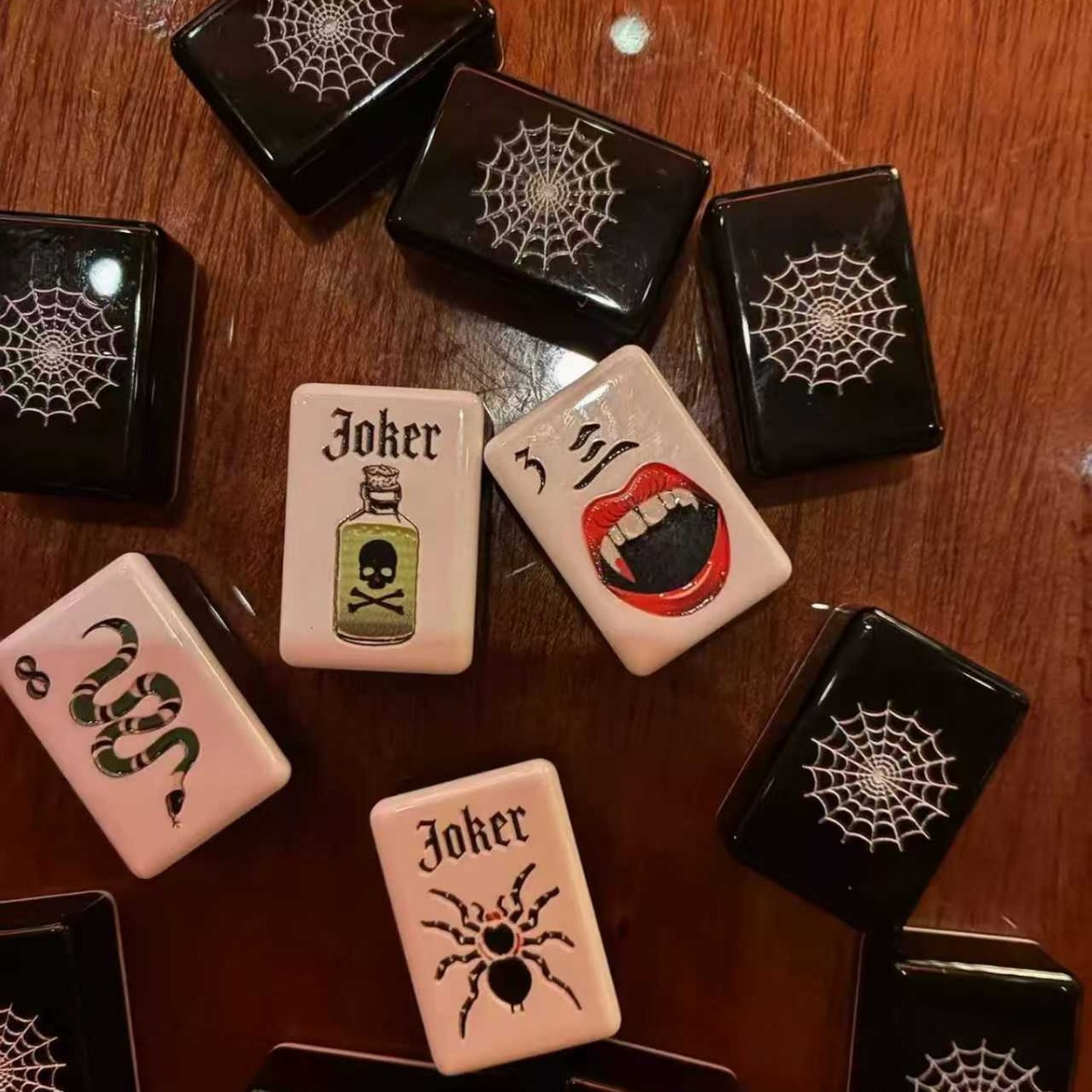 (In-stock direct delivery) Supply of foreign trade mahjong, Halloween mahjong, American mahjong, acrylic double-layer mahjong