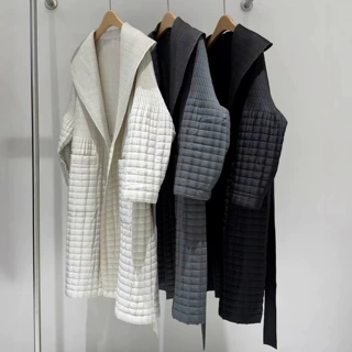 三宅设计感棉衣棉服外套女中长款冬季新款百搭高级感褶皱厚款大衣