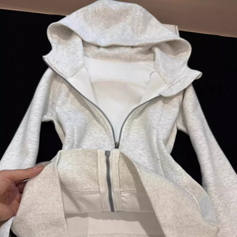 开秋穿搭外套女卫衣秋季衣服连帽韩系收腰修身短款上衣2025新款|undefined