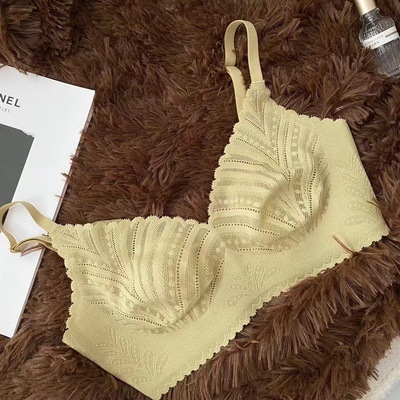 Orejas de conejo de las mujeres ultra-delgado de látex inalámbrico pecho grande pecho pequeño Sujetador de encaje sexy 3317