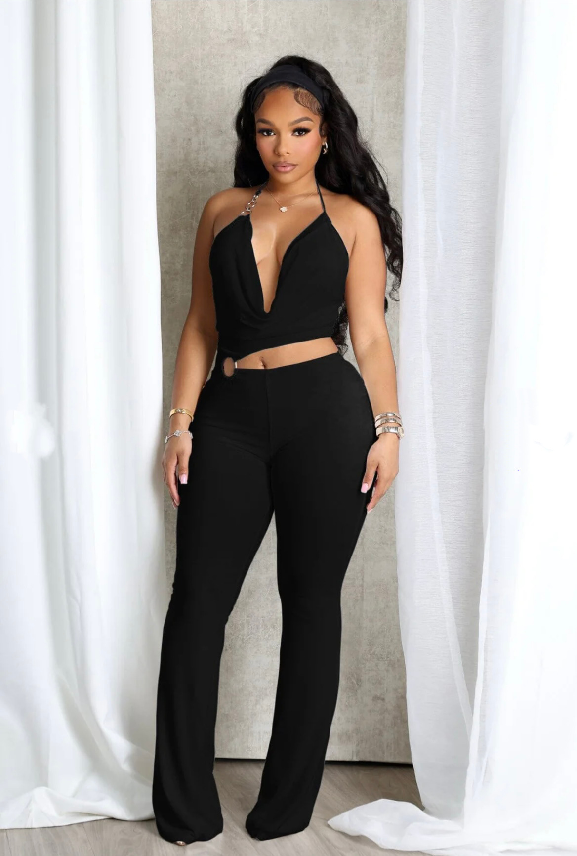 Women's Clothing Summer Halter Neck Jumpsuit Y6064 New European American Style Chic Hollow Out Suspender Vest For Women_ecoleips.com