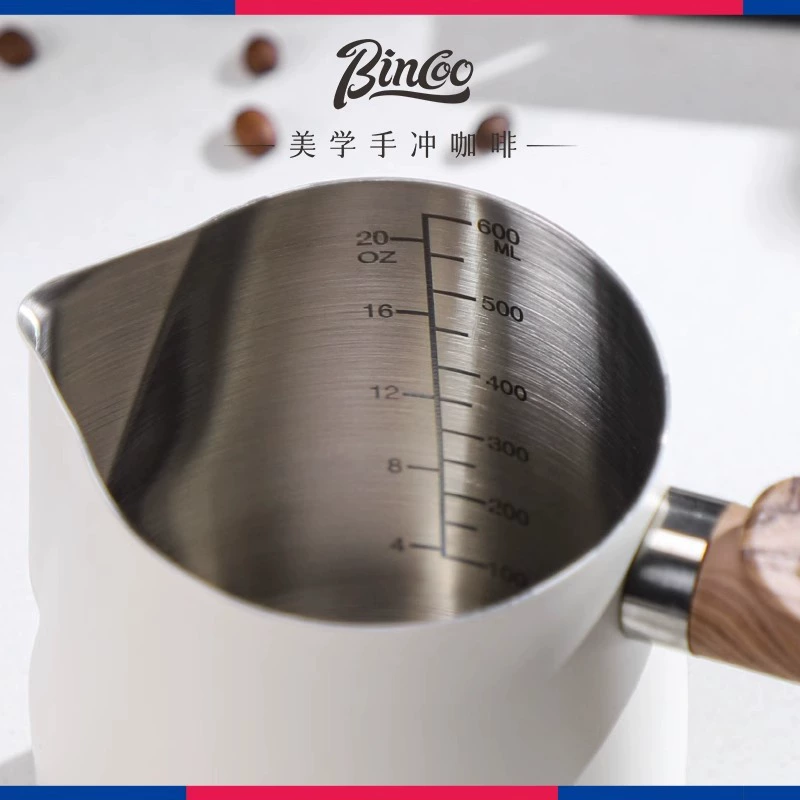 Кофейная чашка Bincoo с тягой, 304 нержавеющая сталь, пузырьковая двойная вытяжка, артефакт, профессиональная молочная тарелка/бак, резьба внутренней шкалы