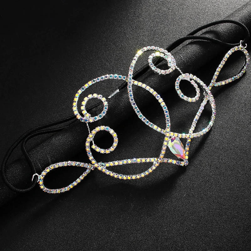 Bohemia color diamante bandas de cabello toque de cabeza de alta sensación de gota de cadena de frente accesorios de escenario Headwear