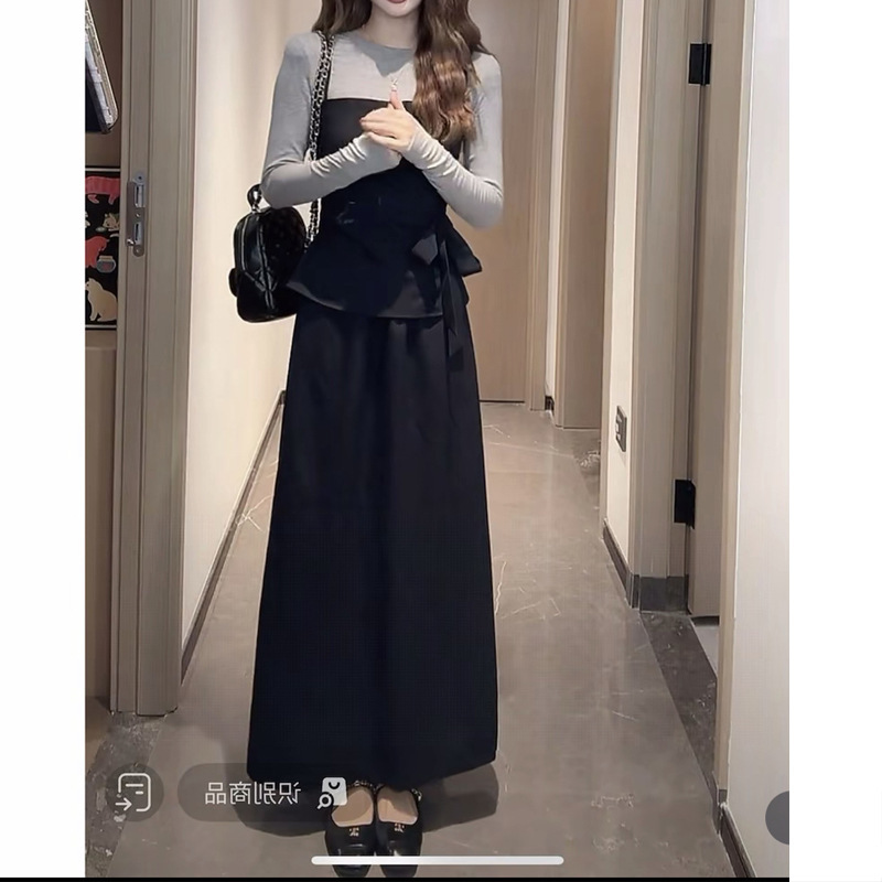 【暮色周末】秋季慵懒感宽松简约上衣~精致吊带~半身裙套装女新品|undefined