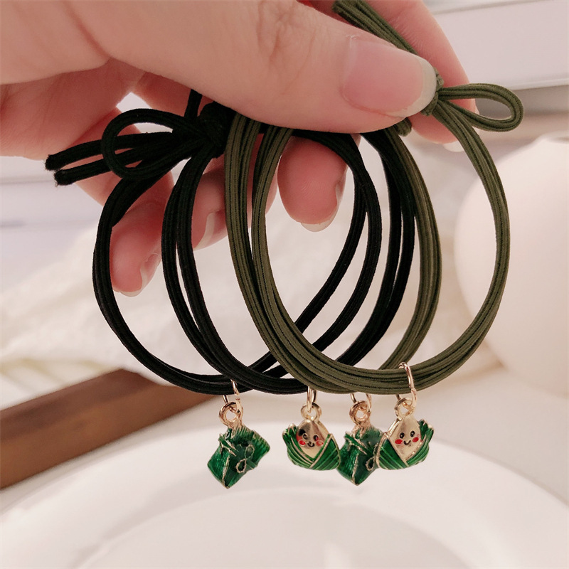 Festival del Boat del Barco del Dragón Zongzi Círculo de Cabello Estilo Nacional Zongzi Chica atada correa de cabello cuerdas de cabello triangulares Zongzi adornos para el cabello