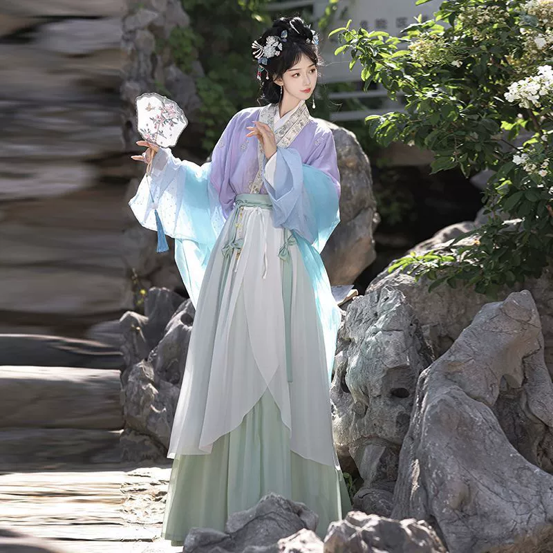 Оригинальная женская юбка династии Хань 2025 года, новая женская юбка длиной до талии с половиной рукавов, костюм в китайском стиле с прямыми рукавами