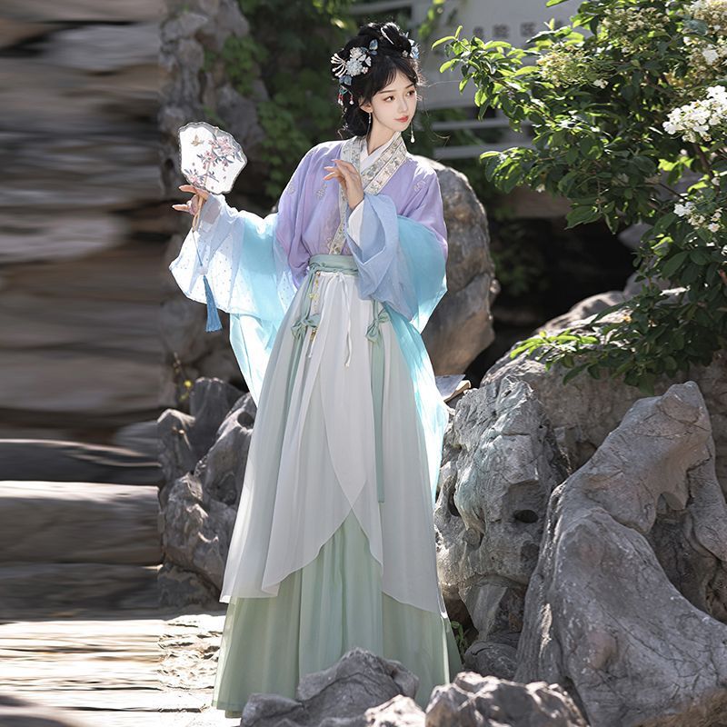 Original Han Dynasty Women's 2025 New Half-Sleeved Cross-Wear Song Dynasty Lady's Waist-Length Skirt Straight-Sleeved Chinese Style Suit