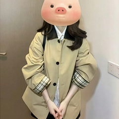 卡其色短款风衣外套女2025春秋新款韩系感气质休闲宽松小个子百搭