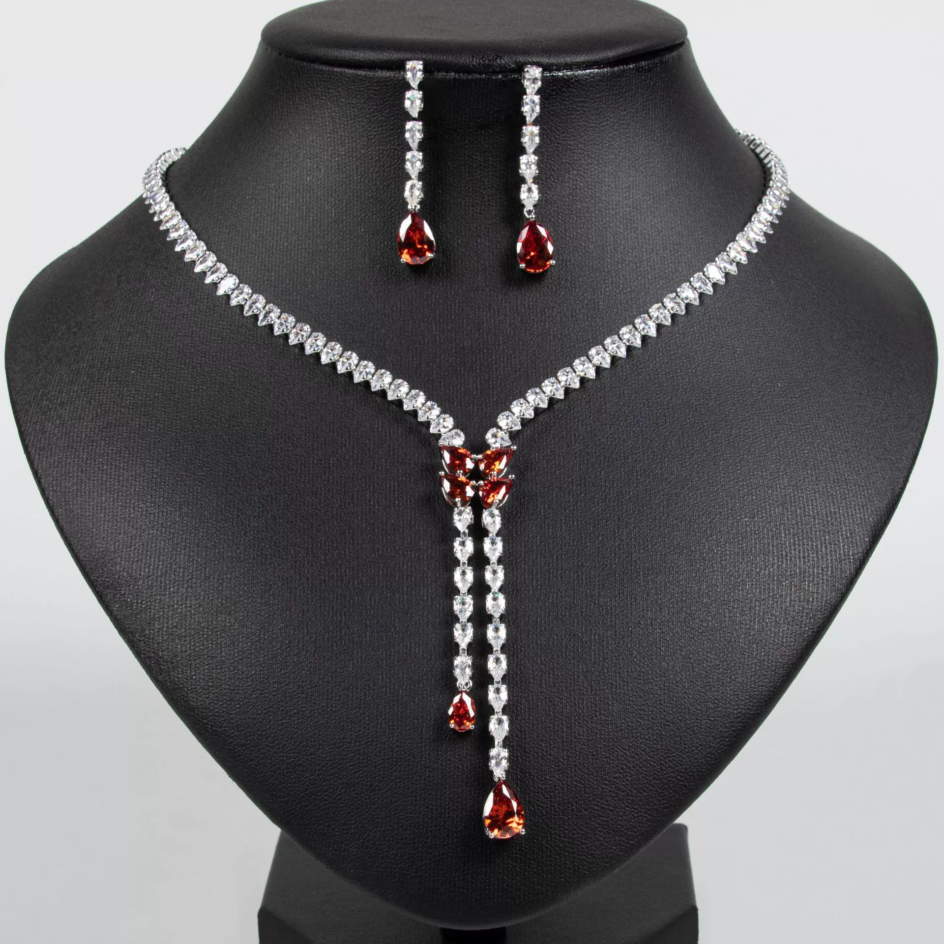 (Cross-border торговля), аксессуар с кисточками, длинное ожерелье и серьги с Zircon каплевидной формы, набор, европейский стиль, стиль легкой роскоши, микроинкрустировка