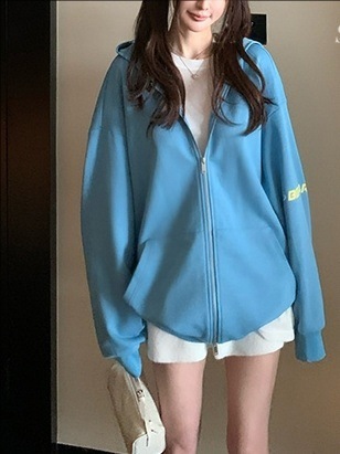 品宣巴家私服 章若楠同款高定染撞色套头卫衣外套女|undefined