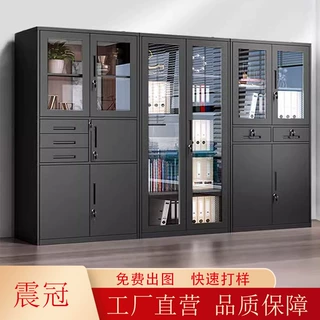 黑色文件柜办公室财务凭证柜钢制铁皮书柜资料档案柜带锁储物矮柜