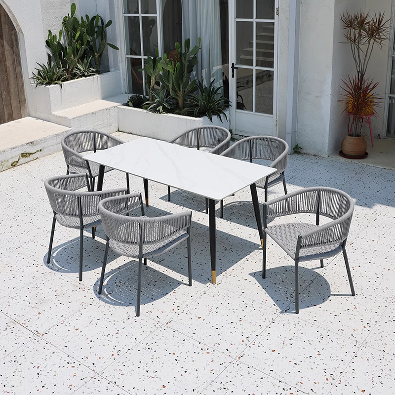 Mesas y sillas al aire libre, tienda de té con leche al aire libre, salón de café, ocio, impermeable, protector solar, jardín, balcón, combinación de ratán