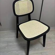 实木藤编椅子北欧复古家用简约ins靠背椅客厅简约2022爆款蒲扇椅