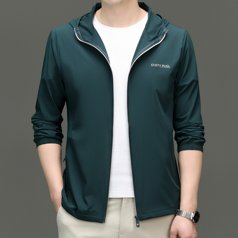 Summer Men's Outdoor Sun Protection Clothing Thin Detachable Hat Fishing Clothing Casual Men's Loose Skin Clothing