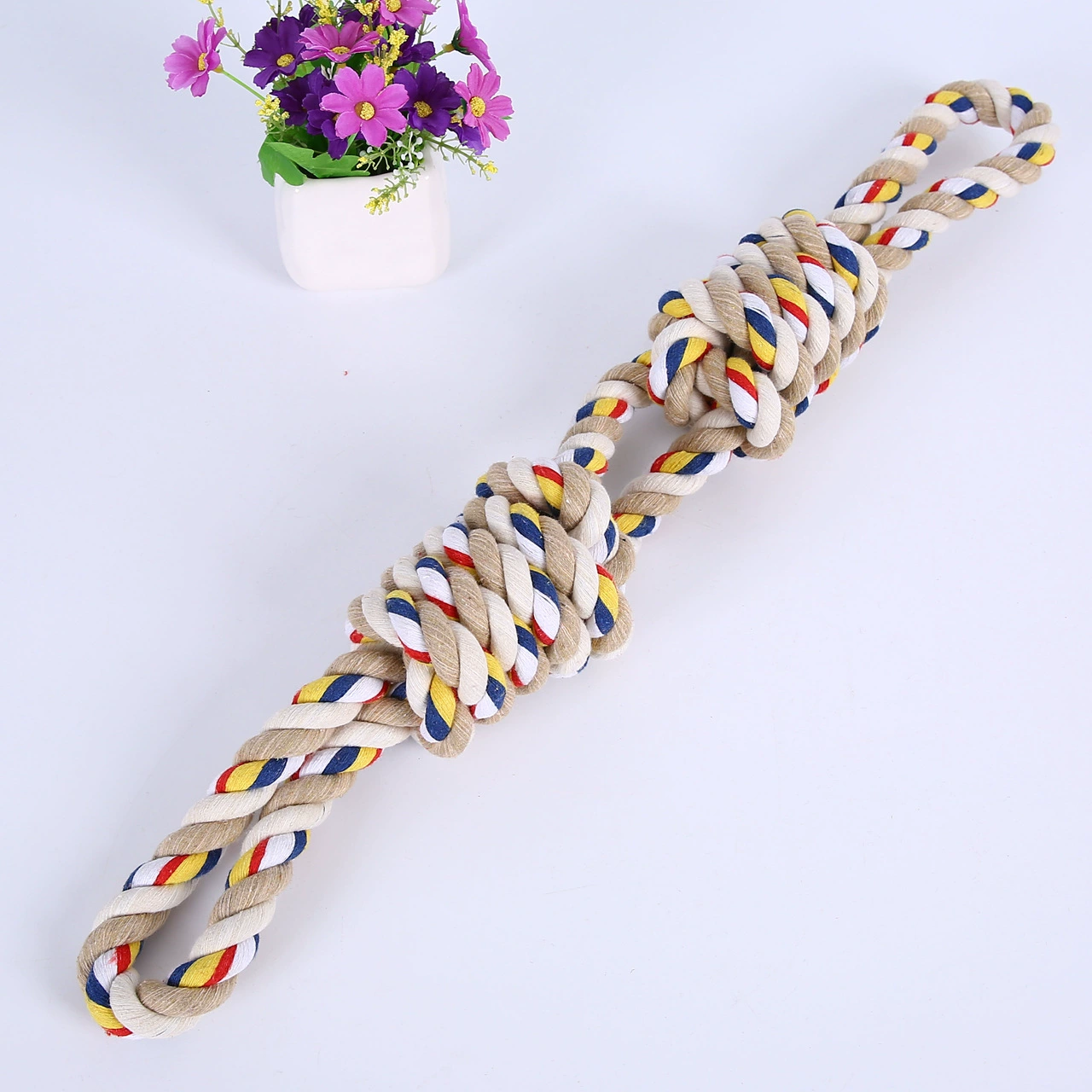Игрушки для собак напрямую от производителя, прочные плетеные игрушки для крупных собак, устойчивые к укусам, с кольцом для тяги, из хлопкового каната, для снятия скуки
